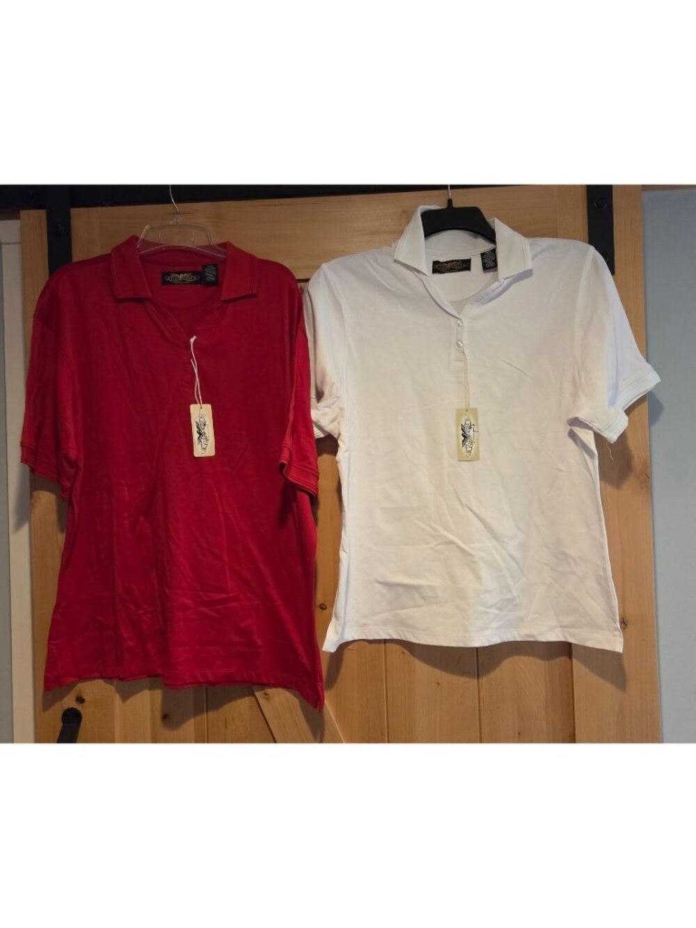 New! Lot of 2 Eagle Dry Goods Womens Size 2XL Golf Polo Shirt Red White